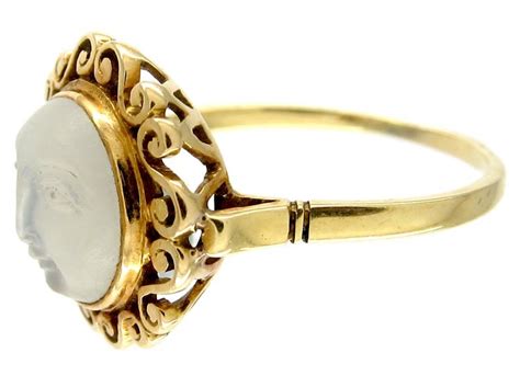Man In Moon Moonstone Ring 950b The Antique Jewellery Company