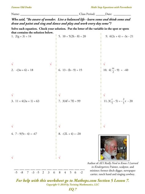 Found worksheet you are looking for? Eq07: Multi Step Equations With Parenthesis - Combining ...