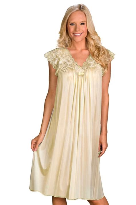 Velrose Lingerie Shadowline Short Lace Cap Sleeve Nightgown