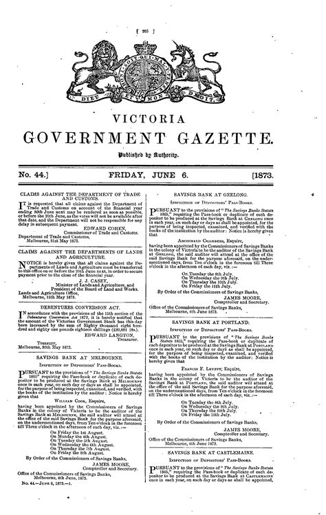 Victoria Government Gazette Online Archive 1873 P995