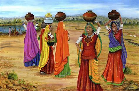 Rajasthani Women Going Towards A Pond To Fetch Water By Vidyut Singhal