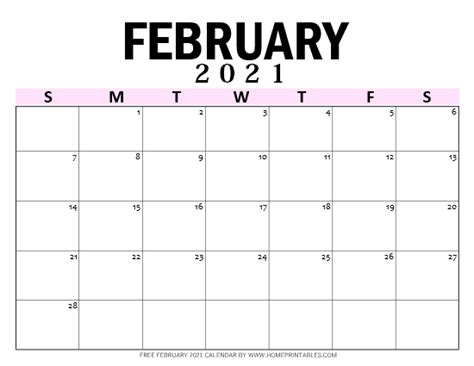 Free Printable February 2021 Calendar In Pdf 11 Best Designs