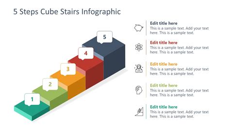 5 Steps 3d Cube Stairs Powerpoint Diagram Slidemodel