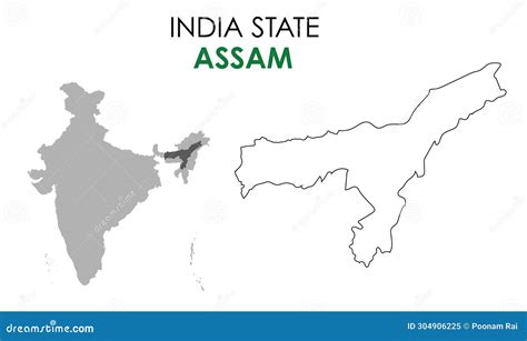 Assam Map Of Indian State Assam Map Vector Illustration Stock