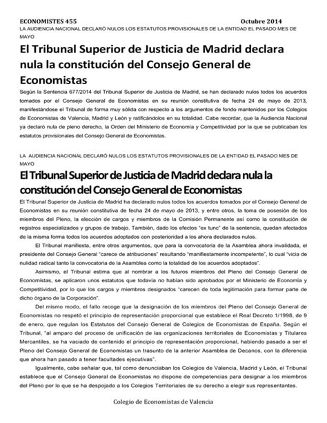 El Tribunal Superior De Justicia De Madrid Declara Nula La