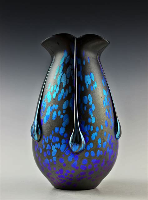 57 Bohemian Art Glass Czech Iridescent Vase For Sale Contemporary Glass Art Glass Art