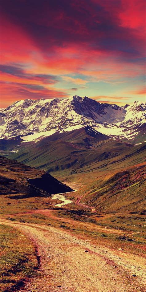 Download Wallpaper 1080x2160 Mountains Sunset Landscape Honor 7x