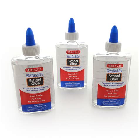 Clear Washable School Glue 5 Fl Oz 147 Ml Bazic Products Bazic Products