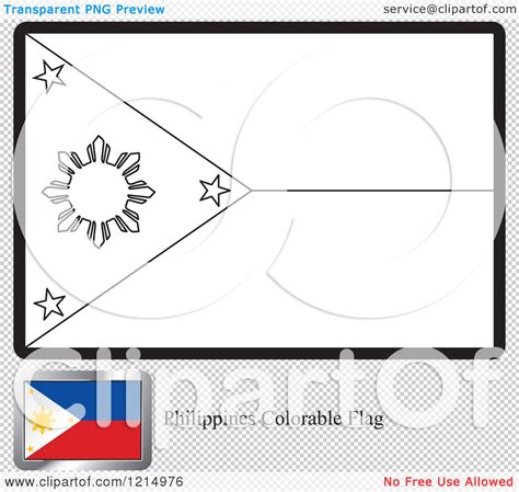 Clipart Of A Coloring Page And Sample For A Philippines Flag Royalty Free Vector Illustration