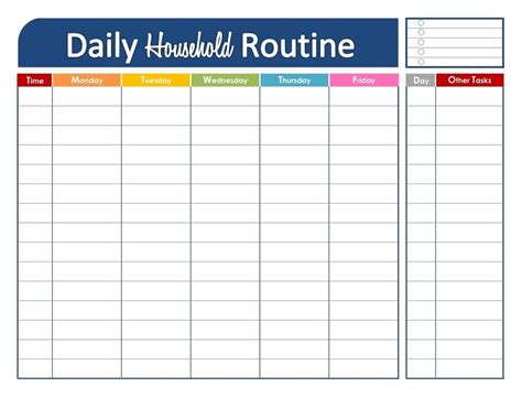 Daily Household Routine Templates Daily Schedule Printable Routine