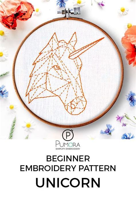 Unicorn Hand Embroidery Pattern Diy Hoop Art Beginner Etsy Hand