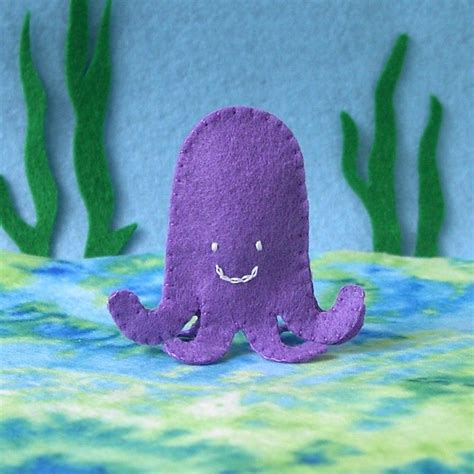 Purple Octopus Finger Puppet Sealife Octopus Puppet Felt Etsy