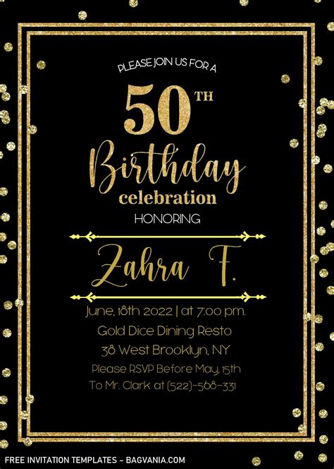 50th Birthday Invitation Template Free Printable