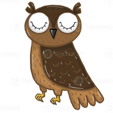 A Brown Owl With Eyes Close 33229118 Png