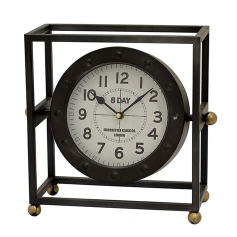 Shop Three Hands Black Metal Table Clock On Sale Overstock 19488246