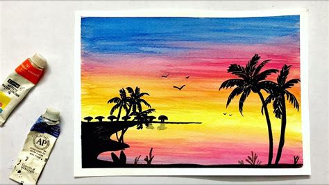 Easy Watercolor Sunset Painting Tutorial For Beginners Step By Step