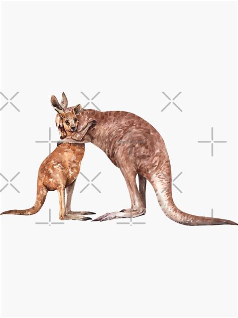 Mother And Baby Kangaroo Hug Sticker For Sale By Justbelit Redbubble