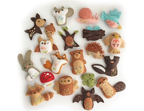 20 Piece Woodland Creatures Felt Plush Animals Sewing Patterns Etsy