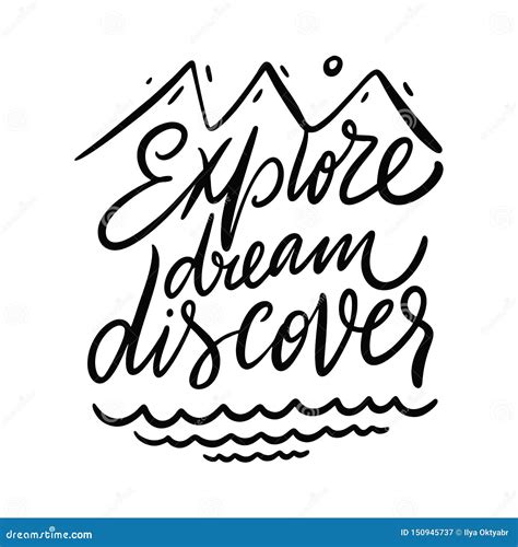Explore Dream Discover Hand Drawn Vector Quote Lettering