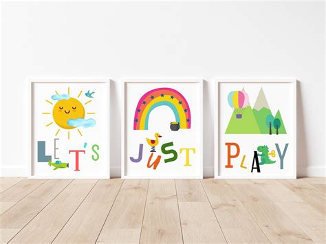 Playroom Wall Art Set Of 3 Nursery Posters Toddler Wall Art Etsy
