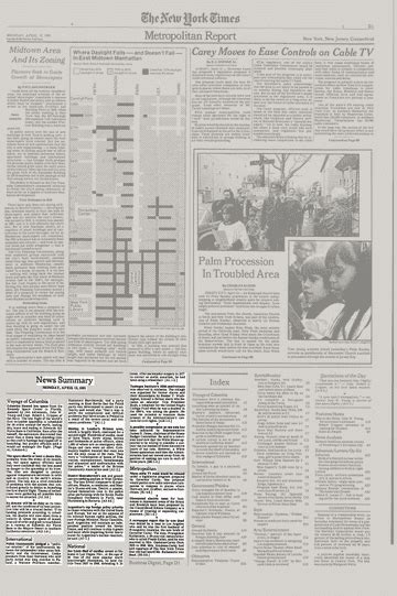 News Summary Monday April 13 1981 The New York Times