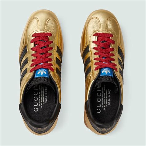 Adidas X Gucci Wedge Gazelle Sneaker In Metallic Gold Leather Gucci Us