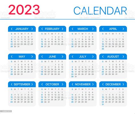 2023 Calendar Vector Template Gtaphic Illustration Sunday To Monday