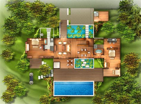 Balinese traditions blended with modern style? Tropical Style House Plans Tropical Plantation House Plans ...