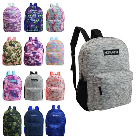 17 Bulk Backpacks In 12 Assorted Colors Wholesale Case Of 24 Bookba