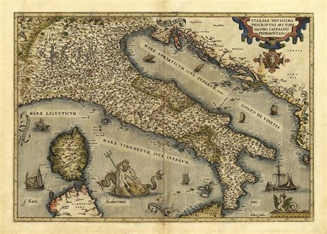 Orteliuss Map Of Italy 1570 Stock Image C0043878 Science Photo