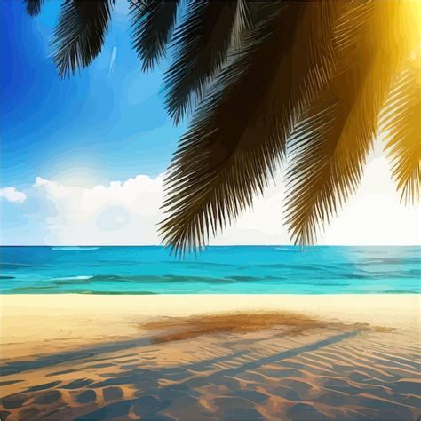 Premium Vector Tropical Paradise Island Sandy Beach Palm Trees And