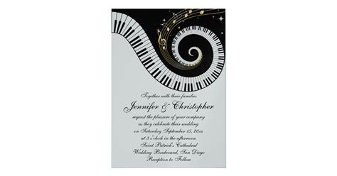 Piano Keys And Golden Musical Notes Wedding Card Zazzle