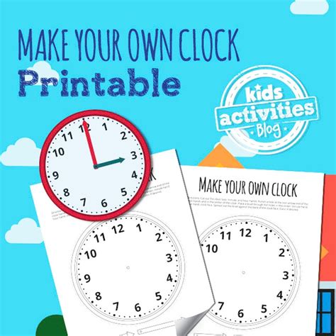 Make Your Own Clock Printable For Kids Learn To Tell Time Etsy
