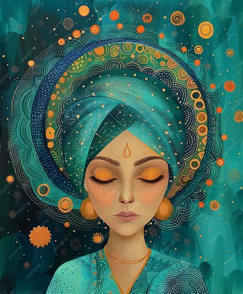 Premium Vector | Portrait of starry eyed tara goddess