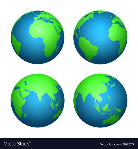 Earth 3d Globe World Map With Green Continents Vector Image