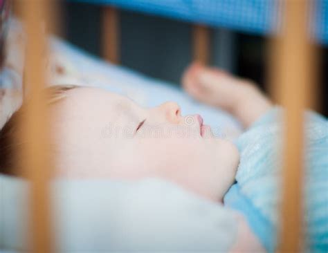 Baby Boy Is Sleeping In The Crib Stock Image Image Of Eyes Child