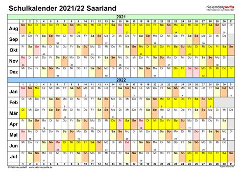 1 schulkalender 1 normale kalander keine rucknahme keine garantie. Schulkalender 2021/2022 Saarland für Excel