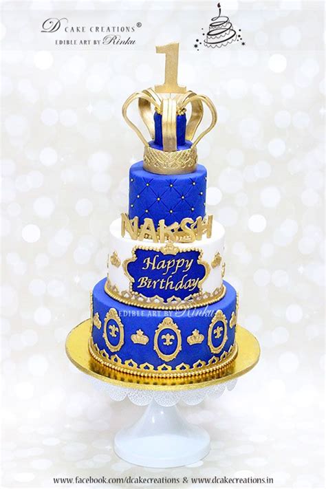 Royal Blue Prince Theme First Birthday Cake Prince Birthday Theme