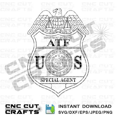 Atf Special Agent Us Dept Of Justice Svg Vector Dxf Cnc Etsy Finland