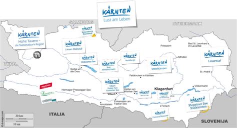 Segítségével több, mint 100 kirándulóhelyet látogathat meg annyiszor, ahányszor csak szeretné. Ferienregionen in Kärnten Map Karte Übersicht ...
