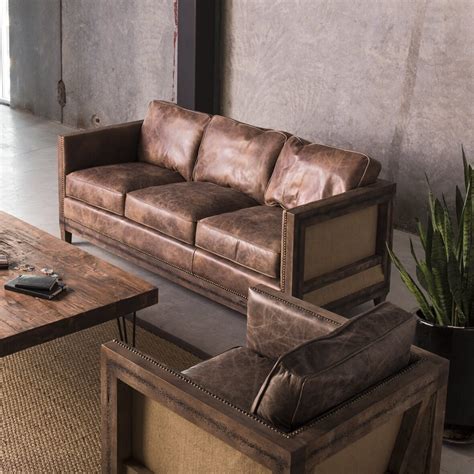 Leather Nailhead Sofa And Loveseat Baci Living Room