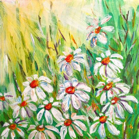 Daisys Painting Floral Artwork Original Art Acrylic Painting Etsy De