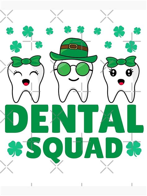 Dental Squad St Patricks Day Cute Tooth Leprechaun Hat Poster For