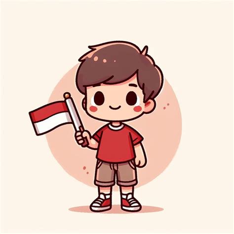 Premium Vector Cute Boy Holding Indonesian Flag