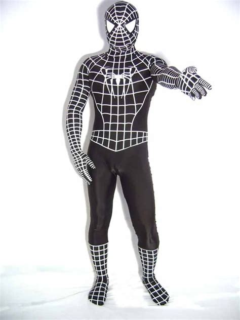 Black And White Full Body Spandex Spiderman Costume Spiderman Costume