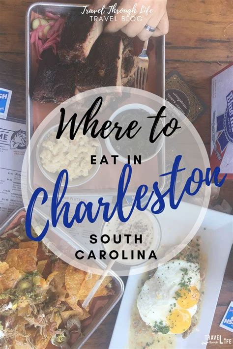 There Is A Plate Of Food With The Words Where To Eat In Charleston