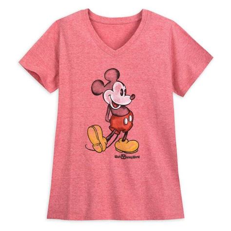Mickey Mouse Heathered V Neck T Shirt~walt Disney World Red Women