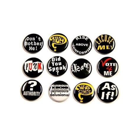 Punk Slogans 2 Set Of 12 Buttons Pinbacks Badges 1 Inch Slogan Punk