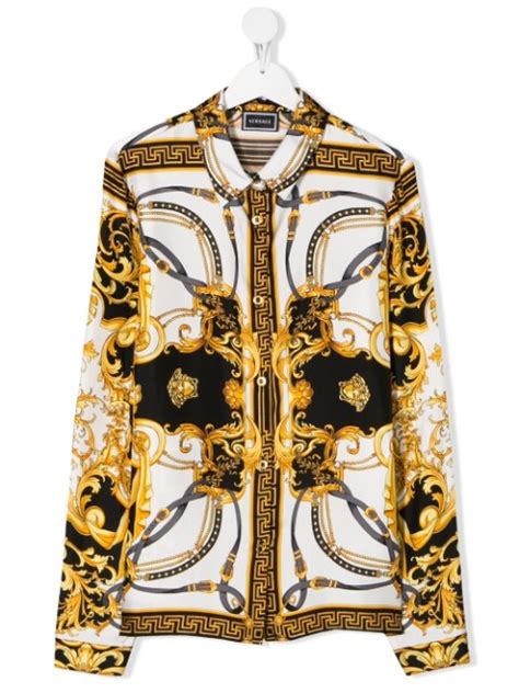 Shop White And Gold Young Versace Chain Print Shirt With Express Delivery