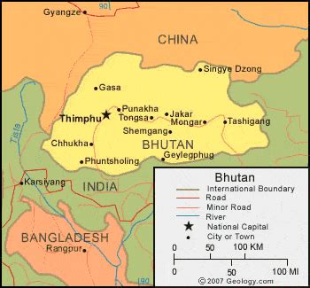 It is located in the eastern part of the himalayan range, between india (sikkim state. Bhutan Map and Satellite Image